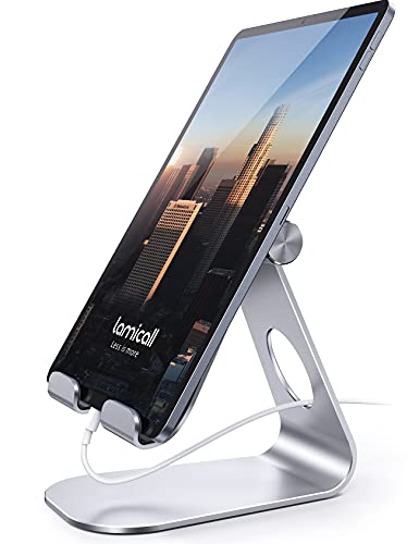 Lamicall Tablet Ständer Verstellbare, Tablet Halterung - Universal Halter, Halterung, Dock für 2022 iPad Pro 9.7, 10.5, 11, 12.9, iPad Air Mini 6 5 4, Samsung Tab, und Tablet mit 4.7-13 Zoll - Silber