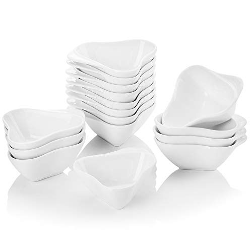 MALACASA, Serie Ramekin.Dish, 16er Set Super Mini 3"/8 * 7,5 * 3,5cm Dessertschäle Porzellan Snack Vorspeise Nachtisch Schälchen Dekoschäle