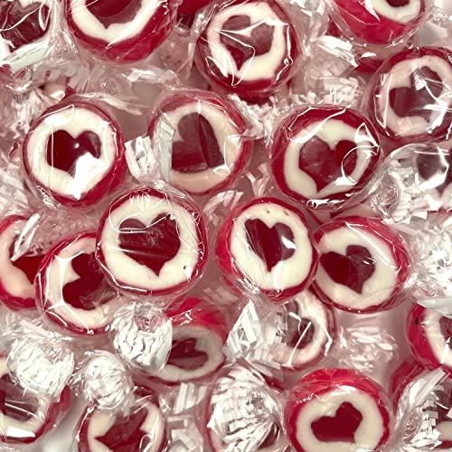 Kywië Herzbonbons zu Hochzeit Taufe Kommunion 500g Großpackung - handgewickelte Rocks-Bonbons mit Herz - Tischdeko, Nascherei, Gastgeschenke zur Deko, Süßigkeiten - in Rot