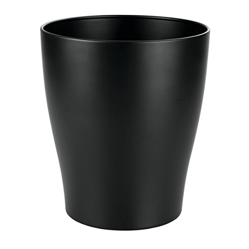 mDesign Mini Mülleimer ohne Deckel – kleiner Abfalleimer (Durchmesser 22,0 cm x 25,0 cm Höhe) im schlichten Design – Abfallsammler aus Metall – ca. 5 l Fassungsvermögen – schwarz