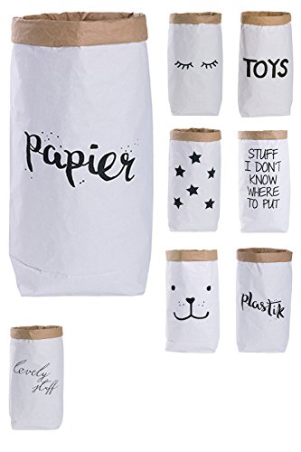 Lifestyle Lover Papiersack Paper Bag rund Kraftpapier Beutel Mülleimer Braun Weiß 'Papier'