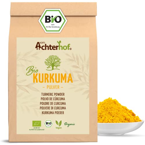 Kurkuma Pulver 1000g | fein gemahlene Kurkumawurzel in Bio-Qualität | Ideal zur Zubereitung einer Goldenen Milch, als Zugabe in Tee, asiatischen Gerichten, würzigen Suppen & Co | vom Achterhof