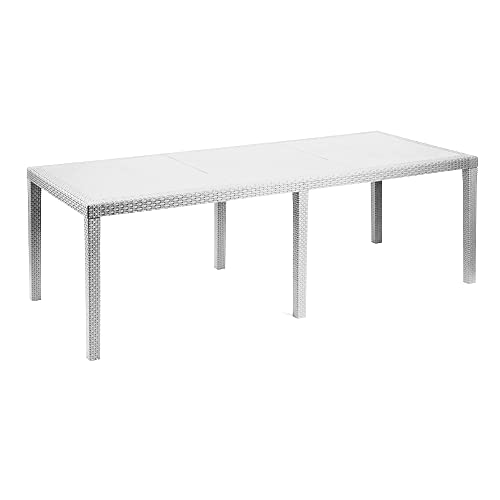 Rechteckiger ausziehbarer Gartentisch, Made in Italy, Farbe Weiß, Maße 150 x 72 x 90 cm (ausziehbar bis 220 cm)