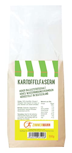 Kartoffelfasern 500g - Hoher Ballaststoffgehalt - Hohes Wasserbindungsvermögen - glutenfrei - aus 100% Kartoffeln - von Zimmermann Sportnahrung