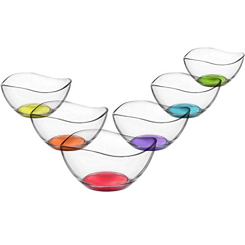 technic24 LAV 6tlg Glasschalen Vira mit farbige Boden Schalen Glasschale Dessertschale farbige Glasschale Vorspeise Glas Gläser 310ml