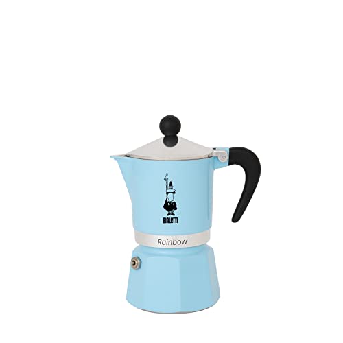 Bialetti 5042 Rainbow Caffettiera Colorata, Alluminio, Azzurro, 3 Tassen, Hellblau