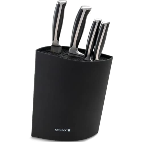 Coninx Messerblock ohne Messer Schwarz - Moderner Messerblock mit flexiblen Lamellen - Universal Messerhalter - Stilvoller Knife Block unbestückt - Erleichtert die Messeraufbewahrung