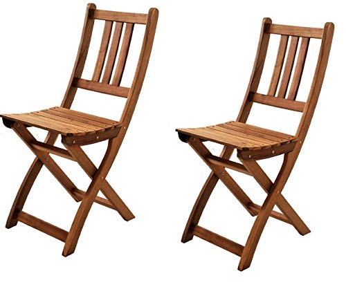 SAM 2er Set Akazien-Holz Gartenstuhl, ideal für Balkon, Garten Terrasse, zusammenklappbar