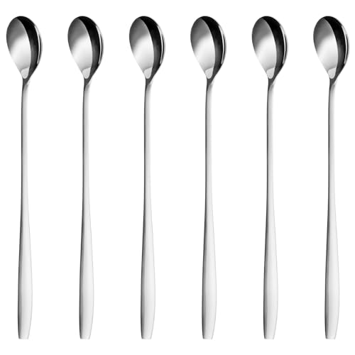 GRÄWE Latte Macchiato Löffel Set, Silber, 6-teilig, 22 cm, Lange Löffel, Cocktaillöffel, Dessertlöffel, Eislöffel, Löffel für Eiskaffee, Edelstahl, spülmaschinengeeignet