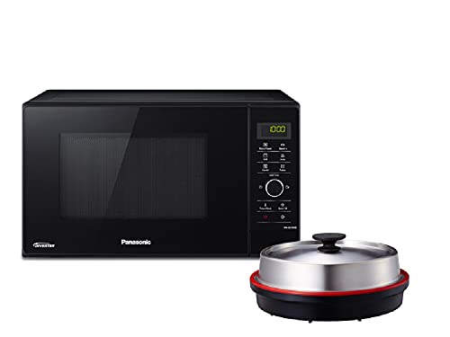 Panasonic NN-GD35HBGTG Mikrowelle mit Grill (1000 W, Inverter, Dampfgaren, energieeffizientes Kombikochen, Pizza-Pfanne, 23 Liter) schwarz