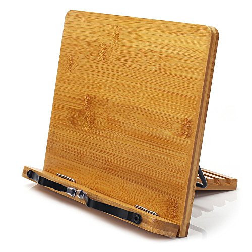 wishacc Holz einstellbar faltbar Leseständer/Buchhalter/Kochbuchhalter/Cookbook stand/Book rest/Bücherständer/Book Stand aus Bambus