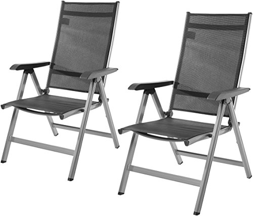 Amazon Basics - Terassenstuhl, 5-Stufen verstellbar, Doppelpack, 60.5D x 110W x 69H cm, Grau