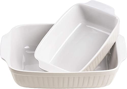 MÄSER 931137 Serie Kitchen Time, Auflaufformen rechteckig im 2er Set, eckige Ofenformen, ideal auch für Lasagne, kratz- und schnittfest, Keramik, 33 x 24 x 8 cm / 25,5 x 16 x 7 cm, Grau