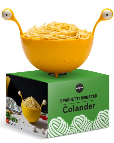 OTOTO Spaghetti Monster – Sieb aus Kunststoff, BPA-frei, zum Abtropfen von Nudeln, Reis, Gemüse und Obst – Abtropfgestell für Pasta, 19 x 21 cm, spülmaschinengeeignet