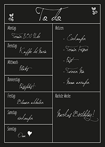 ewtshop® Wochenplaner, flexibel, Kühlschrankkalender, Menü-Planer, als Memo oder wöchentliche Einkaufsliste - Einfach zu beschreiben und wegzuwischen - inklusive Marker, trocken abwischbar