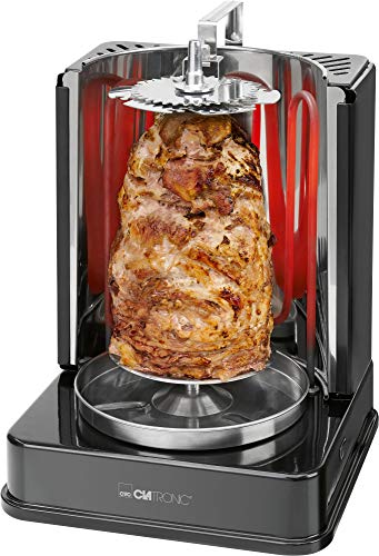 Clatronic® Döner-Vertikal-Multigrill | Multigrill Perfekt für Gyros, Kebab & mehr | Gyrosgrill für Fettfreies Grillen zuhause | Dönergrill Inkl. Drehspieß & 6 Fleischspieße | DVG 3686