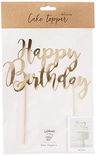 Party Deco Tortenstecker für Geburstagstorte - Happy Birthday - Gold, 22,5 cm - Tortendekoration, Kuchendeko, Cake-Topper, Cupcake Topper für Geburtstag, Babyparty, Jubiläen