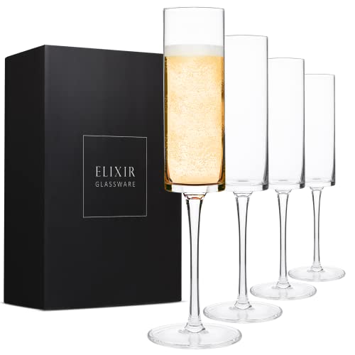 Champagnergläser, Set von 4 – Modern und elegant für Frauen, Männer, Hochzeit, Jahrestag, Weihnachten, Geburtstag – 170 ml, aus erstklassigem Kristall
