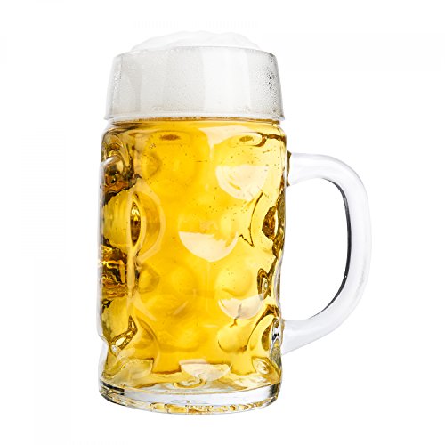 Van Well Maßkrug 1 Liter geeicht | großer Bierkrug mit Henkel | Bierglas spülmaschinenfest perfekt geeignet für Gastronomie