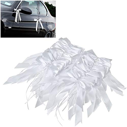 Willingood 60 Stück Antennenschleifen Autoschleifen Autoschmuck Dekoration für Hochzeit [Weiß]