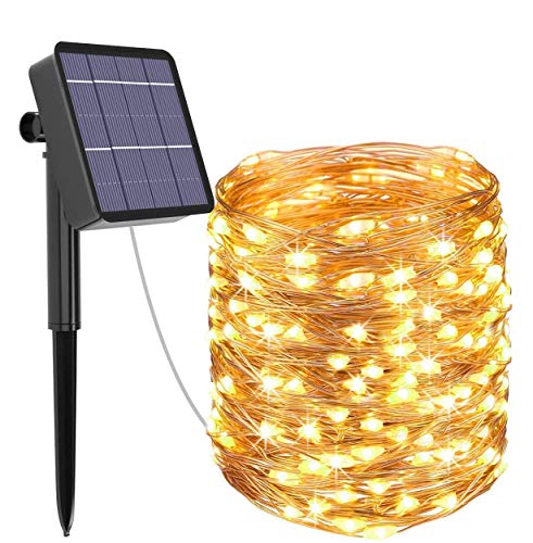 kolpop Solar Lichterkette Aussen, 24M Led Solar Lichterkette Außen 240 LED Außen Wasserdicht Kupferdraht Lichterketten für Weihnachten Partys Garten Hochzeiten Dekoration Warmweiß