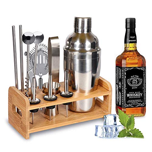 Supersun 14 Stück Cocktail Shaker, Cocktail Set Edelstahl Weihnachten Geschenk für Männer, 550ml Cocktailshaker Set Cocktail Bar Set Bar Zubehör