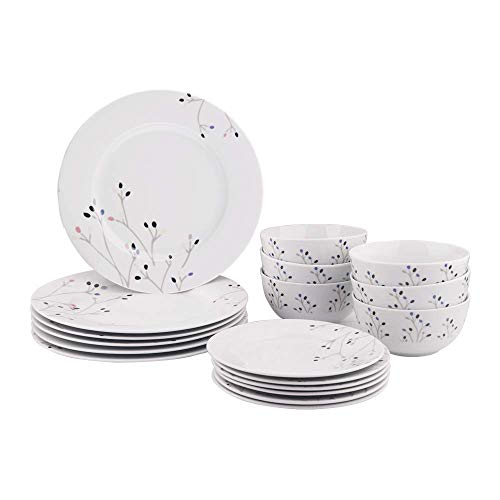 AmazonBasics 18-Piece Dinnerware Set - Branches, Service for 6