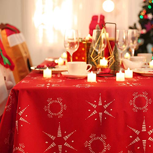 Deconovo Tischdecke Wasserabweisend Tischdecke Lotuseffekt Tischtuch Weihnachtstischdecke 140x240 cm Sterne