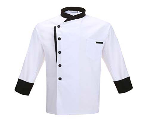 Nanxson Kochjacke Herren Damen Bäckerjacke Koch Jacke Langarm Kurzarm Kochkleidung mit Knöpfe CFM0016, L, Weiß