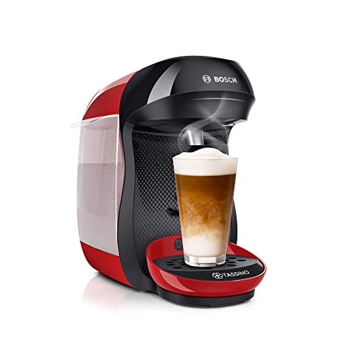 Tassimo Happy Kapselmaschine TAS1003 Kaffeemaschine by Bosch, über 70 Getränke, vollautomatisch, geeignet für alle Tassen, platzsparend, 1400 W, 0.7 liters, Rot/Antharzit