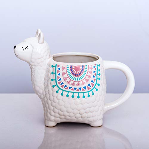 Fluffy Dreams – Die große 3D Tasse Becher Mug aus Keramik | handbemalter Trendartikel für Lama-Alpaka Liebhaber | fasst ca.350 ml Kaffee, Tee, Kakao in Geschenkverpackung