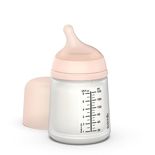 Suavinex, Zero Zero Anti-Kolik Babyflasche mit langsamem Nahrungsfluss (S) aus Silikon, +0 Monate, Babyflasche für Neugeborene, kompatibel mit dem Stillen, 180 ml