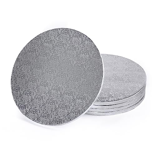 Miss Bakery's House® Cake Drum - 12 mm - Ø 15 cm - Silber - 5 Stück - dicke Tortenunterlage - stabil - folienbeschichtet - Torten transportieren - Schichten stapeln