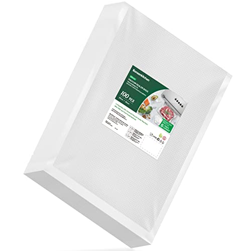 Bonsenkitchen Profi Vakuumbeutel, 100 Beutel 20x30cm Vakuumierbeutel für alle Vakuumierer & Lebensmittel Vakuumiergerät, Kochfest und Sous Vide Gefrierbeutel, BPA-frei, VB3205