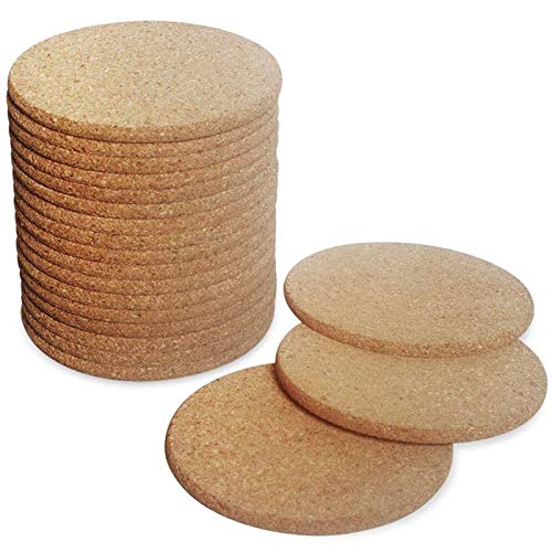 Untersetzer Kork Runde Retro Untersetzer Set von 20 untersetzer Holz Korkuntersetzer 10cm Untersetzer Gläser für Getränke Lustige Kaffee-Tee-Untersetzer Natur Geeignet für Home Restaurant Büro