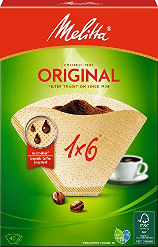 Melitta Original 1 x 6, 40 Stück, Kegel, aus Papier, Braun