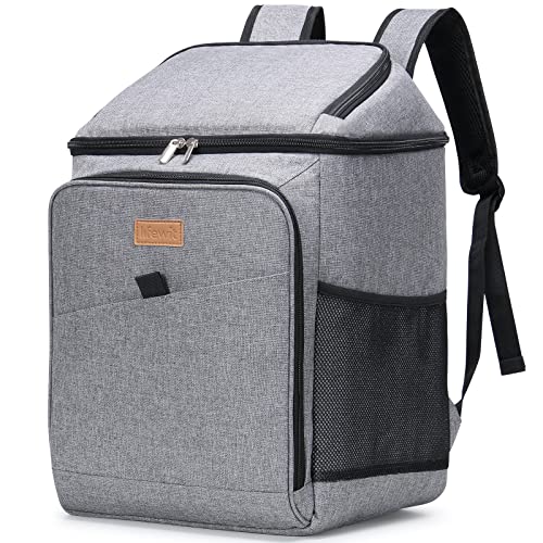 Lifewit 26L Kühlrucksack Thermo Rucksack Kühltasche Isolierte Cooler Bag Weich Doppeldecker für Picknick/BBQs/Camping/Ausflügen/Einkaufen, Grau