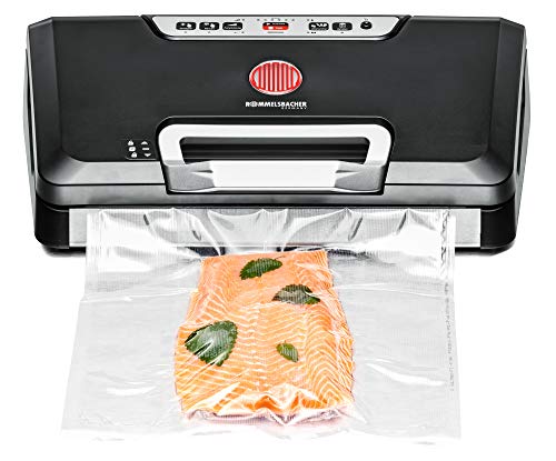 ROMMELSBACHER Vakuumierer VAC 485 - Absaugleistung 15 Liter/Min., Einhand-Bedienung, für Langzeitbetrieb geeignet, Doppel-Versiegelungsnaht, 2 Versiegelungszeiten, für Folien bis 30 cm Breite