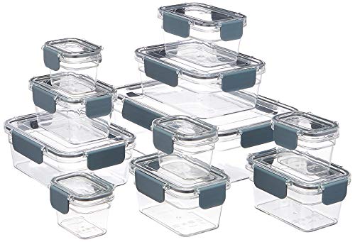 Amazon Basics - Tritan-Frischhaltedose mit Verschluss, 11er-Packung, (11 Dosen + 11 Deckel), Klar