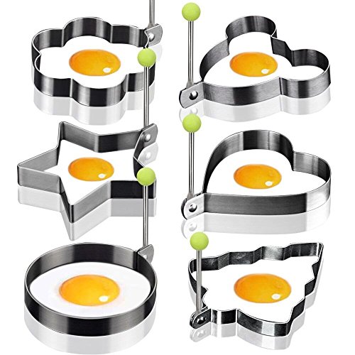 6 Form Antihaft-Ei Ringe Kochen Egg Fried Pancake Omeletts Form Ringe Küche Werkzeug Pancake Ringe Edelstahl