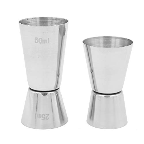 LFS 2er-Set Cocktail-Messbecher aus Edelstahl, 25/50 ml und 15/30 ml, Bar Craft Dual-Spirituosen-Messbecher