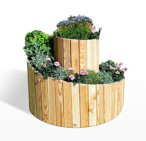 Koll Living Garden Kräuterspirale aus Lärche - Durchmesser 75-100 cm x H 24-74 cm - die Kräuterschnecke ist auch als Blumenbeet nutzbar