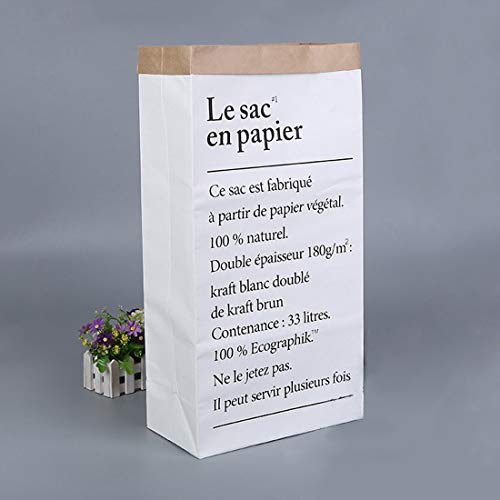 X-Labor Papiersack Kraftpapier Beutel Mülleimer Papiertüte Paper Bag Kinderzimmer Spielzeug Aufbewahrungsbox Weiß Braun (Motiv-AA)