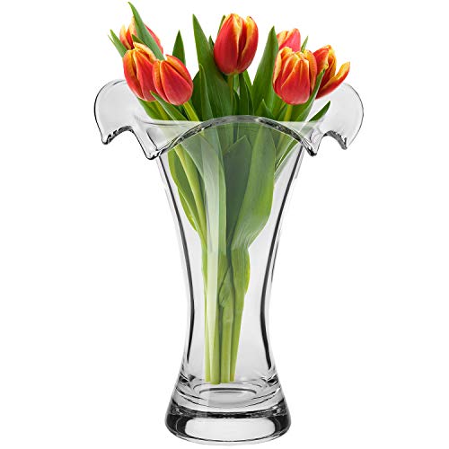 KROSNO Blumenvase Glas-Vase | 270 mm Hoch | Wave Kollektion | Perfekt für Zuhause, Restaurants und Partys | zur manuellen Reinigung Transparent
