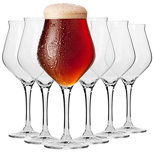 Krosno Bier-Tulpen Bier-Gläser | Probierglas | Set von 6 | 420 ML | Avant-Garde Kollektion | Perfekt für Zuhause und Partys | Spülmaschinenfest