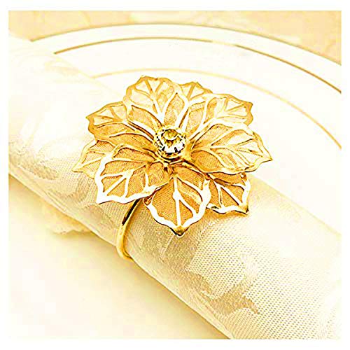 Anloo Gold Silber Serviettenringe Schnallen, 12 Stück Metall Rose Blume Serviette Schnallen für Hochzeitsfeier Abendessen Jubiläum Tischdekoration