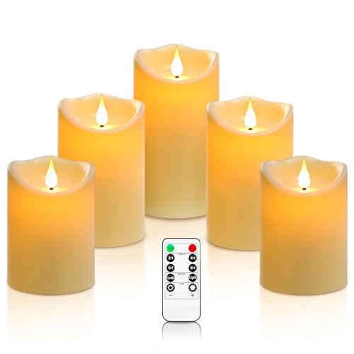 Da by LED Kerzen Kerze Höhe 10 cm × 2, 13,5 cm × 2, 16,5 cm × 1, Durchmesser 8 cm, 5PCS neueste Batterie Kerze