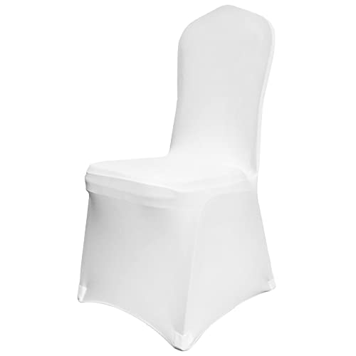 VEVOR Stuhlhussen Weiß 50 Stück Stuhlüberzug Abnehmbarer Waschbarer Stuhlbezug für Schalenstühle, Stretch Stuhlhussen für Hochzeit, Party, Hotel, Restaurant