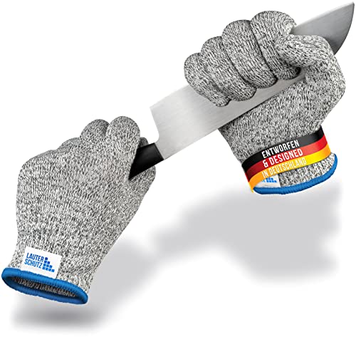 LauterSchutz® PREMIUM Schnittschutz Handschuhe - Kinder & Erwachsenen Größen - Kreuzfaser-PE-Stoff - hoher Komfort & dehnbares Material - SCHNITTSCHUTZ KLASSE C (Größe L (Erwachsene))