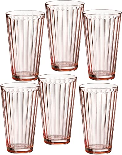 Ritzenhoff & Breker 807028 Longdrinkgläser-Set Lawe Stripes, 6-teilig, je 400 ml, Rosé, Glas, 400 milliliters